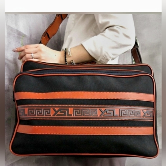 Yves Saint Laurent Handbags - Yves Saint Laurent Black & Brown Travel Duffle Bag